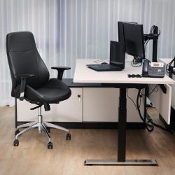 Fotel biurowy tapicerowany na kółkach obrotowy regulowany czarny