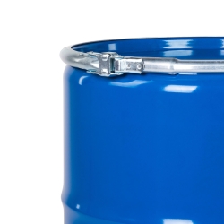 Beczka stalowa z przewężeniem ISO OH 210L z rowkami zdejmowane wieko niebieska wnętrze surowe