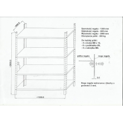 REGAŁ METALOWY 200X135X60 4 PÓŁEK