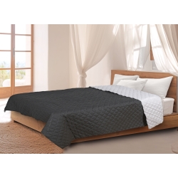 Narzuta na łóżko pikowana ultradźwiękowo 220x240 cm szaro-czarna