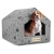 Legowisko personalizowane dla psa domek 65x50 cm H=45 cm łapy szare
